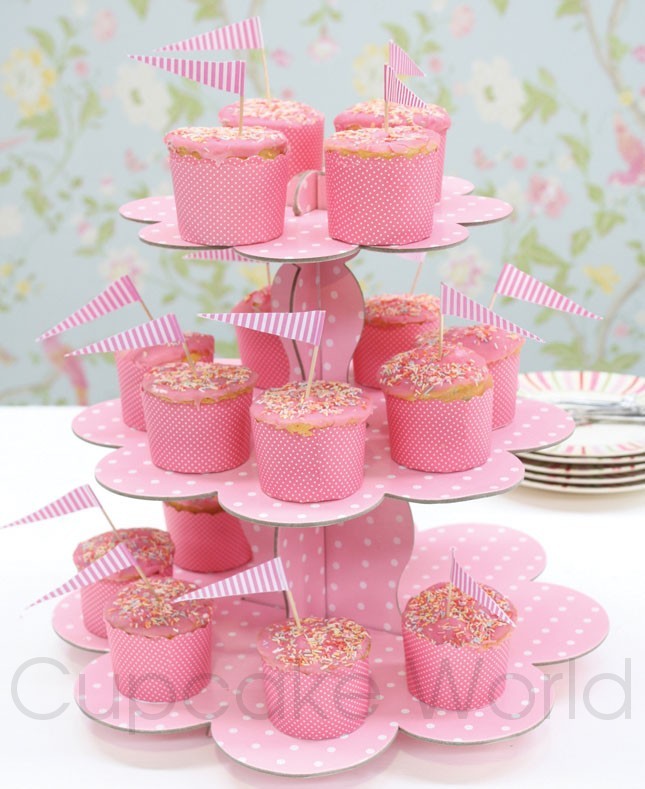 ROBERT GORDON PINK DOTS CUPCAKE 3 TIER STAND DISPLAY
